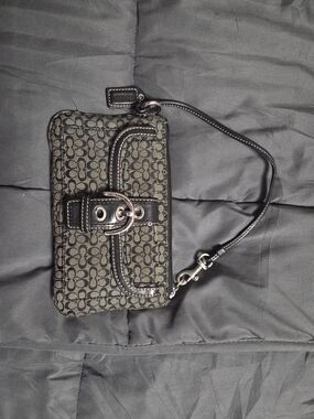 Coach Black Signature Canvas Wristlet